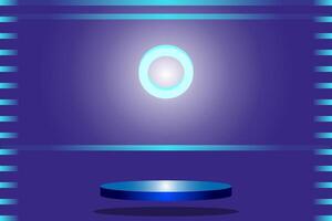 Abstract background for product presentation. Blue round podium. Vector illustration.
