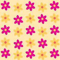 Background with colorful flowers. Pink and yellow spring flowers pattern vector