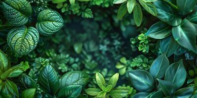 AI generated Green leaves background with copy space for text. Nature background concept. photo