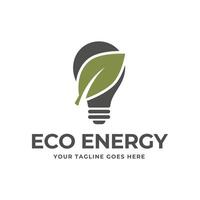 eco ligero bulbo naturaleza logo vector plano diseño. energía ahorro lámpara símbolo.