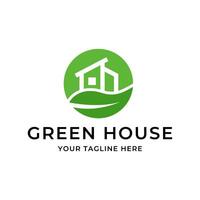 Green House Logo Template Design Vector Illustration isolated on white background.