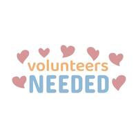 Volunteers needed banner for business, marketing and advertising. Vector illustration.