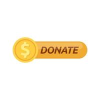 Donate web button. Symbol of financial aid isolated on white background. Vector illustration.