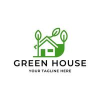 Green House Logo Template Design Vector Illustration isolated on white background.