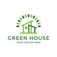 Green House Logo Template Design Vector Illustration isolated on white background.