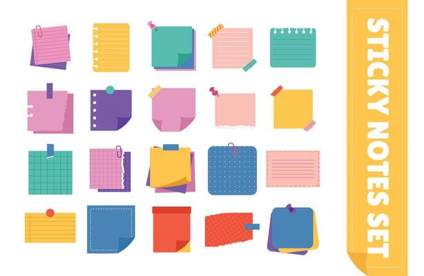 Sticky Notes Illustration Vector Set