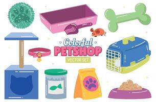 Colorful Pet Shop Illustration Vector Set