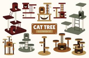 Cat Tree Illustration Vector Set