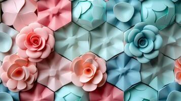 AI generated Hexagons Mounted on a Wall photo