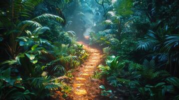 AI generated Path Through Dense Forest photo