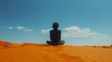 AI generated Woman Sitting in Desert photo