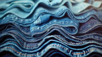 AI generated Stack of Folded Jeans photo