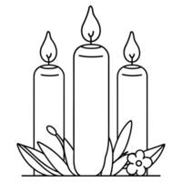 Easter candles coloring page. vector