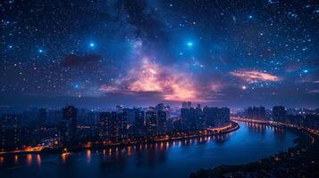 AI generated City Night Sky With Stars photo