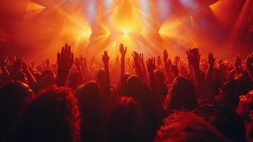 AI generated Crowd of People With Raised Hands at Concert photo