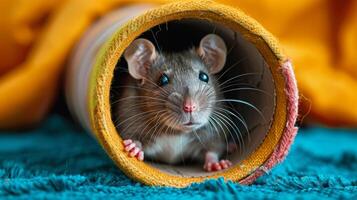 AI generated Rat Peeking Out of Tube photo