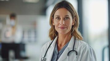 ai generado médico hablando a paciente en hospital foto