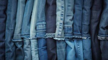 AI generated Stack of Blue Jeans photo