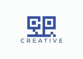 creativo y mínimo letra cp qr código logo vector modelo