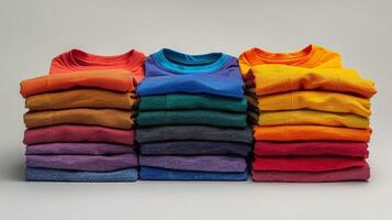 AI generated Stack of Colorful Shirts photo