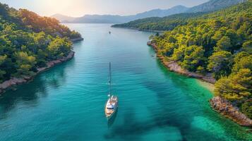 AI generated Boat Floating on Water photo