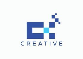 Creative and minimal letter c pixel logo vector template. Letter C connection pixel