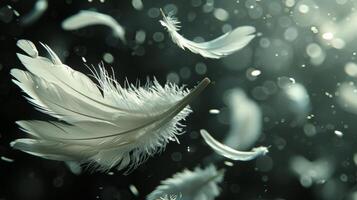 AI generated Group of Feathers Floating in the Air photo