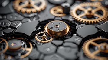 AI generated Intricate Clock Mechanism Close Up photo