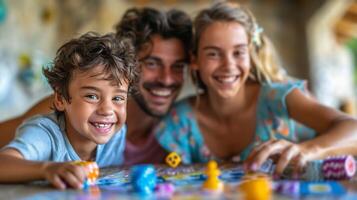 AI generated Family Playing a Board Game Together photo