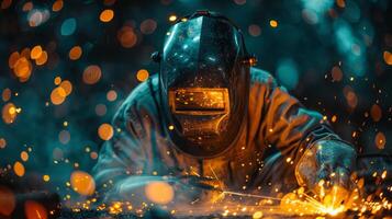 AI generated Welder Working on Metal Piece photo