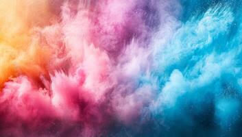 AI generated Colorful powder explosion isolated on white background. Colorful cloud. photo