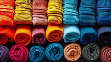AI generated A Pile of Colorful Blankets photo