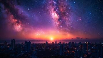 AI generated City Night Sky With Stars photo