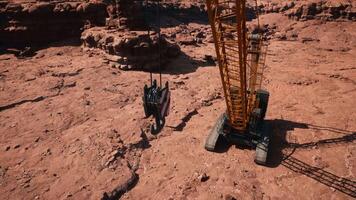 An aerial view of a crane in the desert video