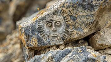 AI generated Intricate Artwork Found on Rock photo