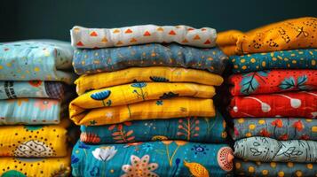 AI generated Stack of Cloths on Table photo