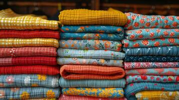 AI generated Pile of Colorful Sweaters photo