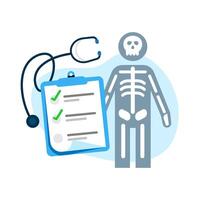 bone health check, osteoporosis physical examination concept illustration flat design vector. simple modern graphic element for landing page ui, infographic, icon vector