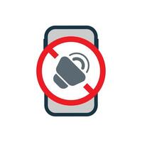 silence phone, mute smartphone sound concept illustration flat design vector icon