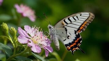 AI generated Digital High sharpness image of Aporia crataegi butterfly on flower photo