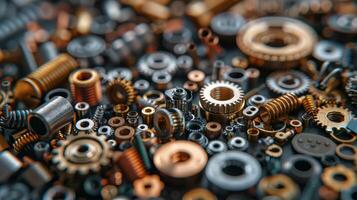 AI generated Assorted Gears and Nuts Piled Up photo