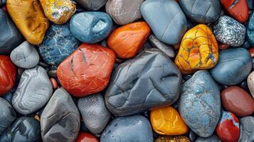 AI generated Colored Rocks Arranged in Pile photo
