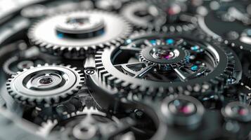 AI generated Intricate Clock Mechanism Close Up photo