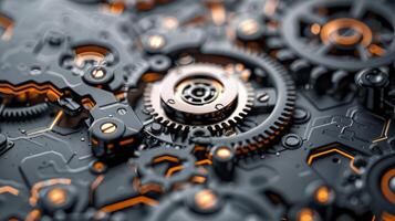 AI generated Intricate Clock Mechanism Close Up photo