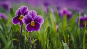 ai generado hermosa púrpura Violeta flor, maravilloso naturaleza en ultra Violeta foto
