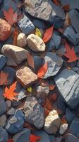 AI generated Textured ground beauty Close up reveals diverse dirt, stones, leaves Vertical Mobile Wallpaper photo