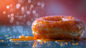 AI generated Glazed Doughnut With Bite Taken Out photo