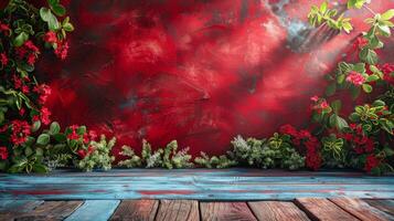 AI generated Room With Wooden Floor and Painting on Wall photo