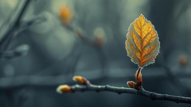 AI generated Leaf Resting on Branch photo