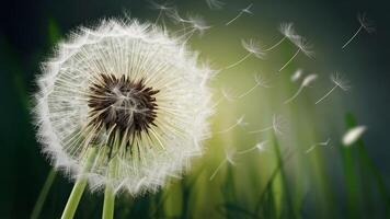 AI generated Dandelion flower abstract backdrop adds a touch of ethereal beauty photo